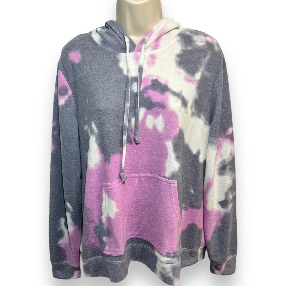 EBB & Flow Women’s Tie Dye Pullover Hoodie Gray/Purple Size XL